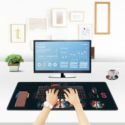 ToLuLu Extended Gaming Mouse Pad, Memory Foam Ergonomic Keyboard Mouse Wrist Rest Support Set, Large Desk Mat with Stitched Edges, Non-Slip Base Mousepad for Home Office and Game, Eiffel Tower Paris - color: Eiffel Tower Paris
