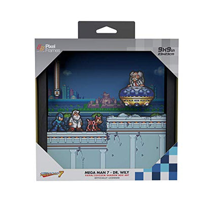 Pixel Frames: Megaman 7 - Dr. Wily - 3D Shadow Box - Framed Decor for Wall, Home, Shelf Display, Game Poster Art Collectibles, Boys Girls Teen Gaming Room Decoration