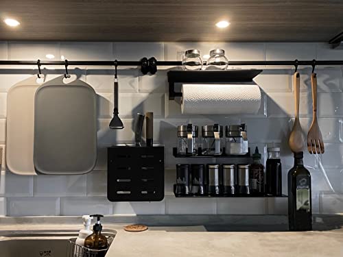 Linear Floating Shelf Wall Mounted Metal Shelves Heavy Duty Industrial Modern Steel Black Linear Metal Wall Shelf Display Shelves for Decorative for Modern Farmhouse Living Room (8-inch X 12-inch) - size: 8"*12"
