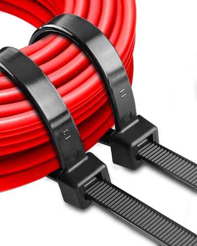 11 Inch Long Zip Ties (100 Pieces) Heavy Duty UV Resistant 200lbs Cable Tie Wraps Black Industrial Zip Ties Thick Nylon Wire Ties Large Plastic Zipties for Cable Management, Outdoor Use