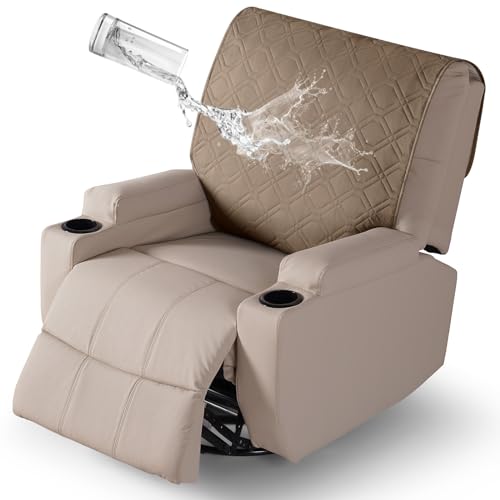 VANSOFY Recliner Chair Covers 100% Waterproof Backrest Cover Reclining Cover Non-Slip Dog Chair Cover Furniture Protector Washable Slipcover Elastic Straps for Pets, Dogs(Light Brown) - color: Light Brown