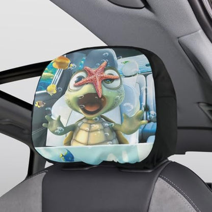 Cute Sea Turtle Car Seat Headrest Protector Set of 2 Pcs Vehicle Seat Pillow Covers Stretchy Auto Seats Headrest Cover Universal Auto Interior Accessories - color: Cute Sea Turtle