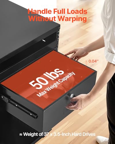 VEVOR 4U Rack Drawer, Lockable Server Cabinet Case, 13.8'' Depth Server Rack Mount Drawer, for 19'' Network Equipment/DJ/AV Rack or Cabinet Enclosure, 50 lbs Max Load, with Cable Management Holes - size: 4U