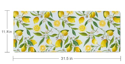 Lemon Gaming Mouse Pad, Extended Large Mouse Mat Desk Pad, Big Computer Keyboard Desk Pad, Stitched Edges Mousepad, 3mm Thick Long Non-Slip Rubber Base Mice Pad, 31.5 X 11.8 Inch - color: Lemon