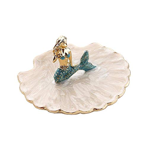 LARAINE Jewelry Tray Ring Display Holder Mermaid Trinket Dish Home Decorative Plate For Earrings Necklace Bracelet Organizer Display (Blue) - color: Blue