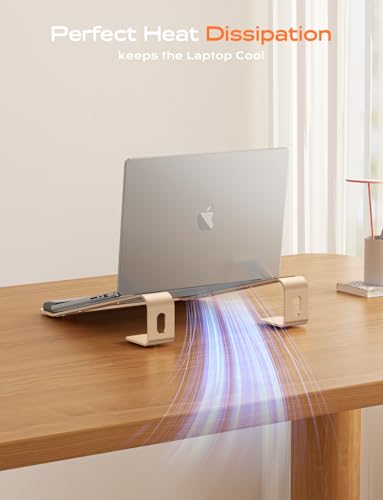 LOXP Laptop Stand for Desk, Laptop Stand with Wrist Support, Ergonomic Detachable Laptop Riser, Mount, Holder Notebook Computer Stand for MacBook Air Pro, HP, Dell, XPS, HP (10-17") Laptops - Gold - color: Gold