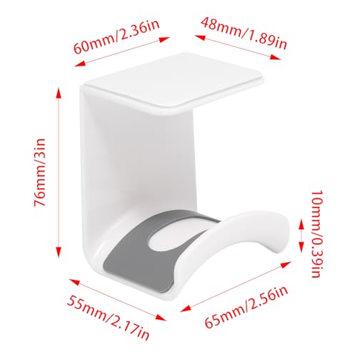 1Pcs White ABS Plastic Headphone Stand Hanger, Hanging Headset Holder Hook Under Desk, Adhesive Earphones Hangers for Desk Headphone Hanger, Most Headphones and Controller - color: White, size: Under Desk