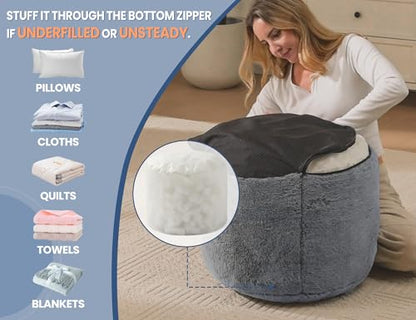 WSOFRLAC Foot Ottoman 20"x15", Small Foot Rest Pouf Ottoman Cover Round with Sponge, Small Foot Rest Filled Foot Pouf Ottomans Stuffed Pink Mushroom Modern Hassock Footstool Footrest for Couch - color: Pink, size: 20"D x 20"W x 15"H