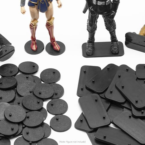 56PCS Action Figure Stand Bases, Assembly Display Holder Accessories, Fit for Most 6inch Mavel Legends Series/Gi Jeo Classified Series/D C/Mo tu Figures, Black/ Mix Square & Round Shape - color: 56PACK Black(Square&Round)