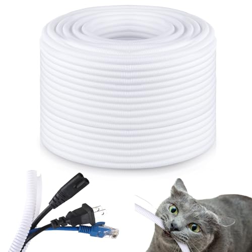 Kanayu Split Wire Loom Tubing Flame Retardant Wire Covering High Temperature Cable Sleeves Split Protector Cable Conduit for Industrial Electrical Automotive Marine(1/2''-50 ft,White) - color: White, size: 1/2''-50 Ft