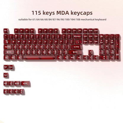 dagaladoo Clear keycaps,Transparent Keyboard keycaps,Jelly Key caps Set,Shine Through keycap，MDA Profile Keyboard caps for Mx Switches Mechanical Keyboard(Dark Red) - color: Dark Red