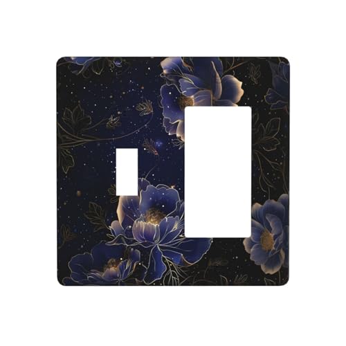 Navy Blue Floral Vintage Flower Dark Watercolor Outlet Covers 1 Toggle 1 Rocker Combination Decorative Wall Plate Electrical Switch Plates Light Switch Cover Plate for Bedroom Living Room Decor - color: Navy Blue Floral Vintage Flower Dark Watercolor, siz