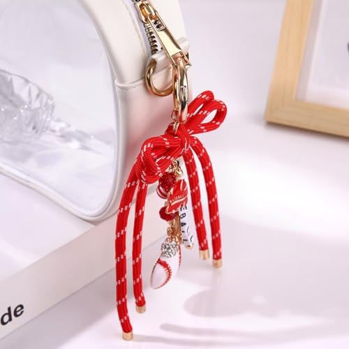 PHALIN Football Baseball Basketball Golf Bag Charms Keychain for Women Men Bow Purse Charm Sport Mom Gifts - style: Baseball-2