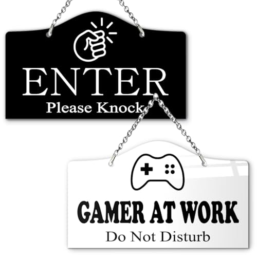 9"x5.35" Gamer At Work Sign for Players, Gamer Room Door Sign for Video Game Room Accessorie Player Gift