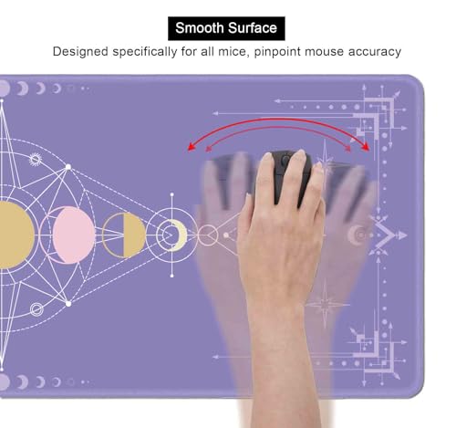 Pastel Purple Moon Phase Desk Mat Cute, Goth Witchy Celestial Large Gaming Mouse Pad, Extended Mousepad Desk Pad for Women Gamer Office, Computer Accessories, Tarot Alter Mat, 31.5 X 11.8 in - color: Pastel Purple Moon Phase