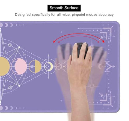 Pastel Purple Moon Phase Desk Mat Cute, Goth Witchy Celestial Large Gaming Mouse Pad, Extended Mousepad Desk Pad for Women Gamer Office, Computer Accessories, Tarot Alter Mat, 31.5 X 11.8 in - color: Pastel Purple Moon Phase