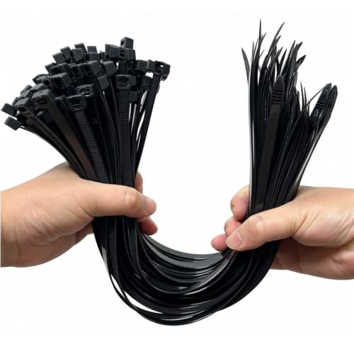 Cable Zip Ties, Heavy Duty Self Locking Zipties, 100 Pack Black 18 Inch 120LB, Nylon Cord Management,Plastic Wire Ties for Office,Home,Garden,Workshop (18"Black-120LB) - size: 18"Black-120LB