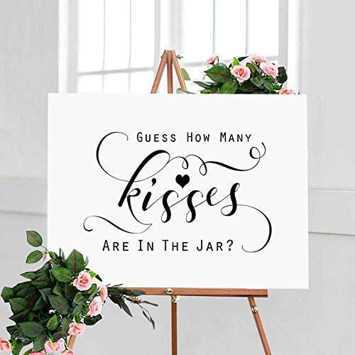 Bridal Shower Guess How Many Kisses are in the Jar Sign, 8x10 Unframed Art Print, Bridal Shower Game Sign, Kisses Jar Guessing Game Decor, Black and White Party Table Sign