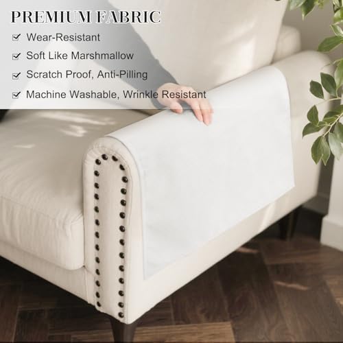 Couch Arm Covers Sofa Arm Covers Set of 2, Waterproof Couch Cover Armchair Cover for Recliner, Non Slip Sofa Headrest Covers Armrest Cover Couch Slipcover Protector, White - color: White