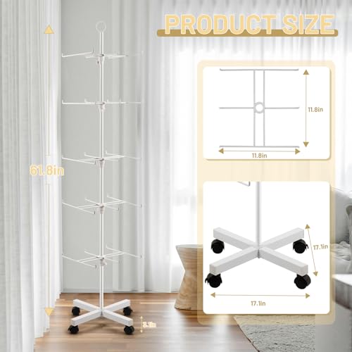 Flenpptly Retail Display Stand Rotating Display Rack 5 Tier Spinning Display Stand for Craft Shows, Jewelry, Keychain, Earring Adjustable Height Retail Display Racks (5-Tier White) - color: 5-Tier White
