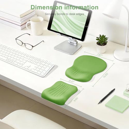 Ospelelf Mouse Pad with Wrist Rest Set Foam L-Shaped Desk Elbow Pad Ergonomic Desk Edge Cushion Anti-Slip Rubber Bottom Office Women Desk Accessories for Computer, Laptop and Gaming, Dark Green - color: Dark Green
