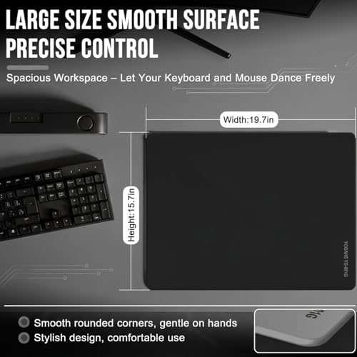 Glass Gaming Mouse Pad, 19.7"x15.7" Large Glass Mousepad for Esports | Ultra-Smooth Micro-Etched Surface Speed & Control, with Anti-Slip Base, Easy Clean Scratch Resistant for Esports (Black) - color: Black