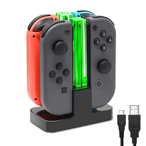 FastSnail Charging Dock Compatible with Nintendo Switch for Joy Con & OLED Model Controller with Lamppost LED Indication, Charger Stand Station with Charging Cable - color: Black, size: 6.2/7.0 inch