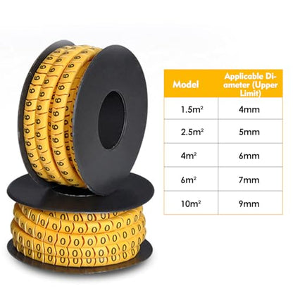 6m² Cable Identification Wire, 10Pcs 0 to 9 Coded Clip on Plastic Cables Identification Wire Cord Cable Marker PVC Number Tube for Electronics Computers - size: 6m²