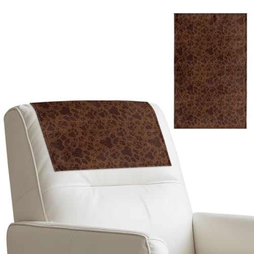 2 Packs Dog Paw Brown Leather Recliner Headrest Cover Waterproof Leather Headrest Protector for Suitable for Office Lounge Chair Theater Seats Daily Home Decor - color: Dog Paw Brown