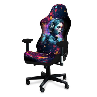 Gaming Chair Covers, 3D Printing Stretchable Soft Non-Slip Easy to Install Gamer Chair Cover with Armrest Cover(No Chair)(B) - color: B