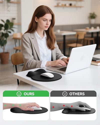 Laborio Mouse Pad with Wrist Rest, Ergonomic Mouse Pads for Desk, Office Non-Slip Large Mousepad with Gel Wrist Support(Black, 10.6''L x 9''W) - color: Black