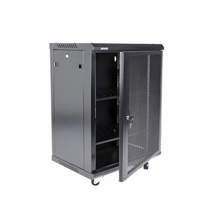 AEONS 15U 19-Inch Professional Wall Mount Network Server Cabinet Enclosure 24” Deep Computer Electronics Data Equipment Rack Vented Door Mid-Depth Black - style: 15U-24"D [Vented]
