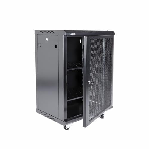 AEONS 15U 19-Inch Professional Wall Mount Network Server Cabinet Enclosure 24” Deep Computer Electronics Data Equipment Rack Vented Door Mid-Depth Black - style: 15U-24"D [Vented]