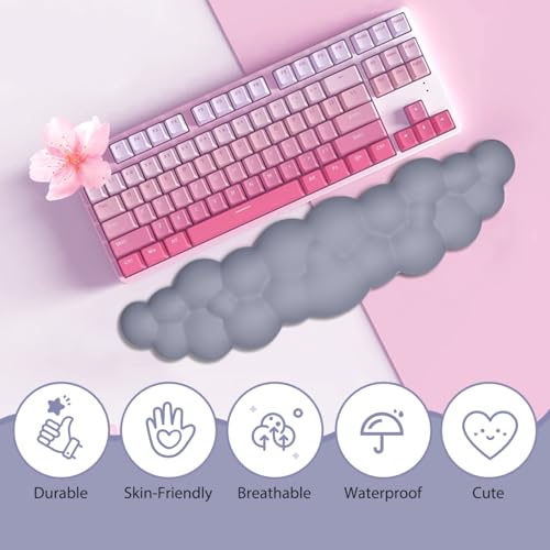 JIKIOU Upgrade Leather Cloud Keyboard Wrist Rest, Cloud Wrist Rest with Non-Slip PU Base, Comfortable Memory Foam Wrist Rest for Computer Laptop Mac Gaming Office and Pain Relief Christmas Wish Gift - color: 09slate Blue