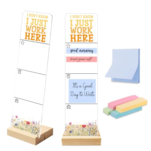 Sticky Notes Monitor Memo Board with Removable Wooden Base I Dont Know I Just Work Here Funny Quote Message Board Portable Sticky Note Holder with 200 Sheets Sticky Notes Humorous Office Desk Decor - color: Work