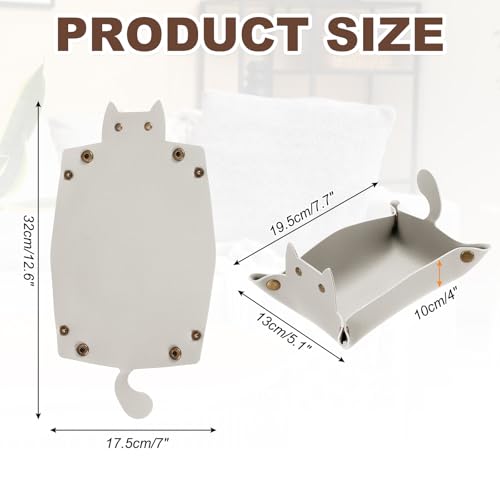 uxcell Leather Valet Tray, Folding Jewelry Tray Organizer Travel Dish Plate Desk Organizer for Women and Men Storage Jewelry Keys Wallet Coin, Light Gray - color: Light Gray