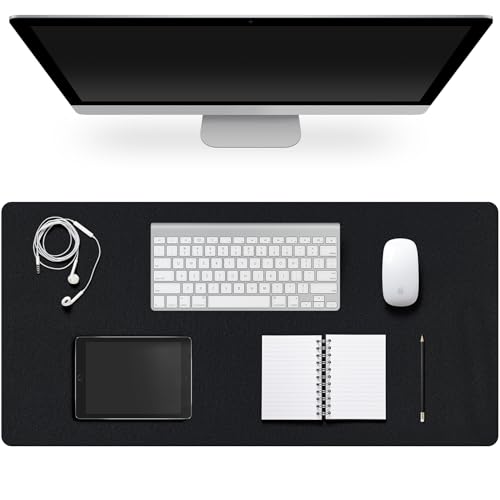 Leather Desk Pad Protector,Non-Slip Desk Pad,on-Slip PU Leather Large Mouse Pad,Easy Clean Desk Protecor Mat,Writing Pad for Office Work/Home/Decor(Black, 47.2" x 17") - color: Black, size: 47.2" x 13.7"