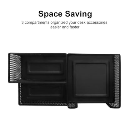 Comix Mesh Pen Pencil Holder Desk Organizer, 3 Compartment Wire Desktop Pen Pencil Cup Caddy Office Supplies Accessories for Home Office School, Black(2 Pack) - color: 3 Compartments-2pack