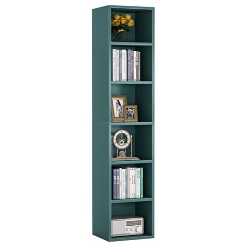 Tribesigns 70.9 Inch Tall Narrow Bookcase, Modern Slim Corner Bookcase with Storage, 6 Tier Cube Display Shelves for Home Office - color: Blue