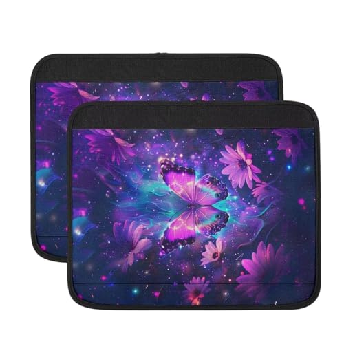 Wheelchair Armrest Covers Butterfly Purple Wheel Chair Accessories Adults 2 Pack Wheelchair Arm Pads for Office Transport Chair Pressure Relief - color: Butterfly Purple