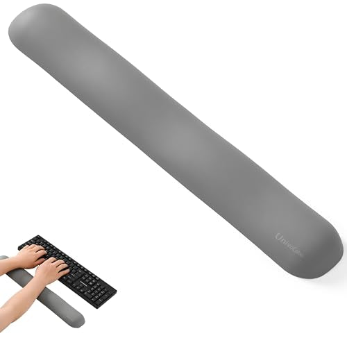 UnivoColors Design-Wave Keyboard Wrist Rest, Artificial Sheepskin+Memory Foam+Ergonomic+Anti-Slip Gel, Resilience Support During Work and Gaming,Keyboard Accessory,Grey - color: Kr_grey, style: Keyboard Wrist Rest