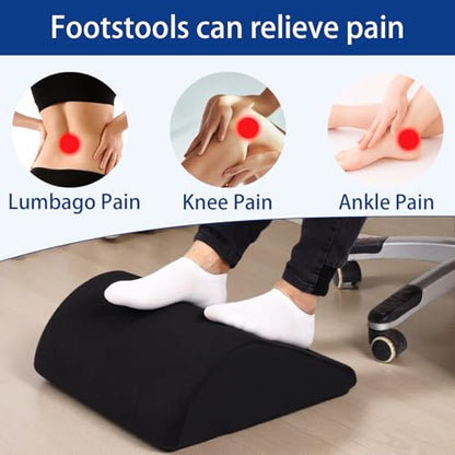 Foot Rest for Under Desk at Work, Ergonomic Under Desk Footrest with Washable Cover for Office, Home & Gaming Leg Elevation Pillow Black - color: Black