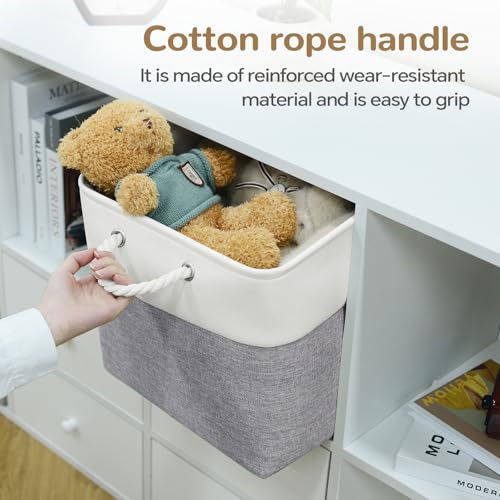 13 x 13 Inch Cube Storage Bins, 6 Pack Fabric Storage Basket with Handles, Foldable Boxes Organizer for Shelf Baskets for Home, Clothes (White/Grey) - color: WhiteGray, size: 13inX13inX13in-6P