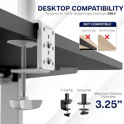 VIVO Dual Monitor Desk Mount, Heavy Duty Fully Adjustable Stand, Fits 2 LCD LED Screens up to 32 inches, White, STAND-V032W - color: White, size: 13" - 32"