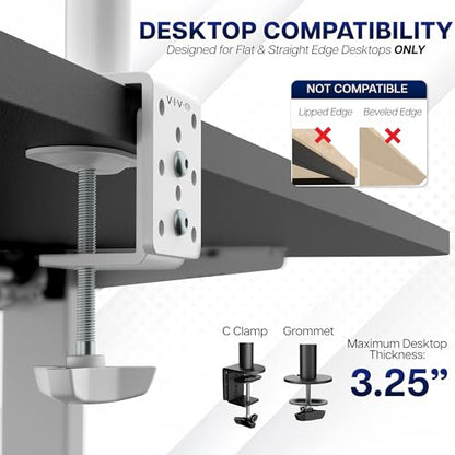 VIVO Dual Monitor Desk Mount, Heavy Duty Fully Adjustable Stand, Fits 2 LCD LED Screens up to 32 inches, White, STAND-V032W - color: White, size: 13" - 32"