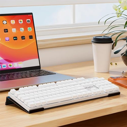 Acrylic Computer Keyboard Stand for Desk, Keyboard Riser Tilt Lift, Keyboard Holder for Desktop, Desk Keyboard Lifter（White） - color: Black 17in L* 5.7in W* 1.2in H