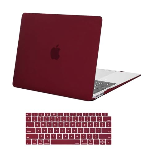 MOSISO Compatible with MacBook Air 13 inch Case M1 2021 2020 2019 2018 Release A2337 A2179 A1932 Touch ID, Plastic Hard Shell Cover&Keyboard Cover for MacBook Air 13.3 inch Case M1, Marsala Red - color: Marsala Red