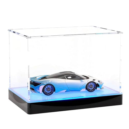 Light Up Acrylic Display Case with RGBW LED Lights, USB Powered with Switch Panel & App Control, Clear Collectible Display Box for 1: 18 Car Models & 1:24 Die-Casting Cars, 13x6.7x6.3 Inch - size: 13''(L) x 6.7''(W) x 6.3''(H)