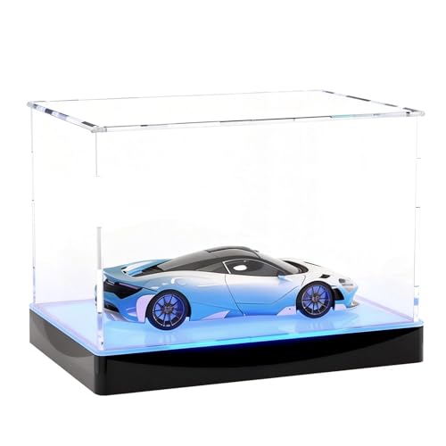 Light Up Acrylic Display Case with RGBW LED Lights, USB Powered with Switch Panel & App Control, Clear Collectible Display Box for 1: 18 Car Models & 1:24 Die-Casting Cars, 13x6.7x6.3 Inch - size: 13''(L) x 6.7''(W) x 6.3''(H)