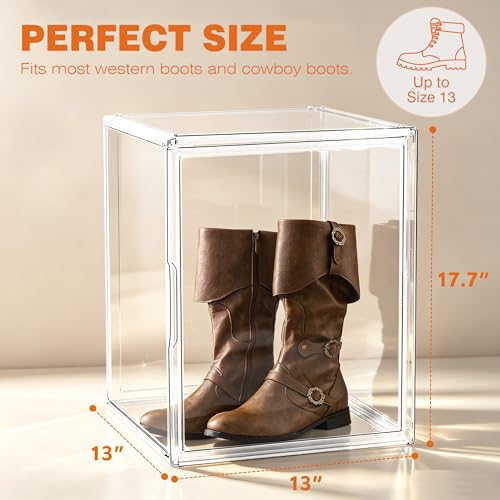 Extra Large Clear Storage Box for Cowboy Boots,Helmets,Large Handbag | For western style boots, motorcycle helmets, handbags, collectibles & seasonal storage while keeping everything organized - color: Clear, size: XXX-Large
